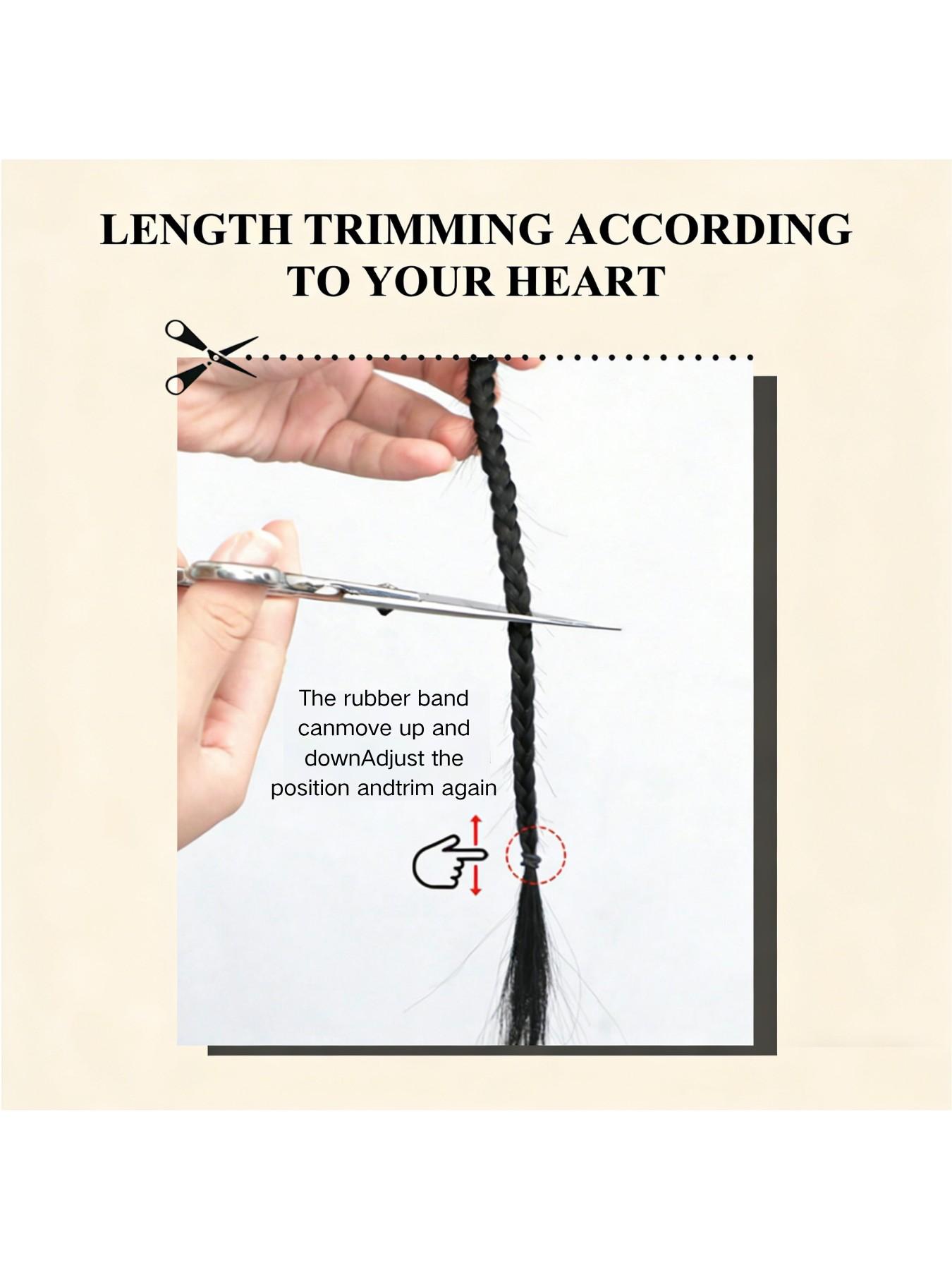 Women's Daily Wear Synthetic Hair Extensions, Braided Ponytail with Elastic Band, Hip Hop Twist Braid, Messy Bun Style