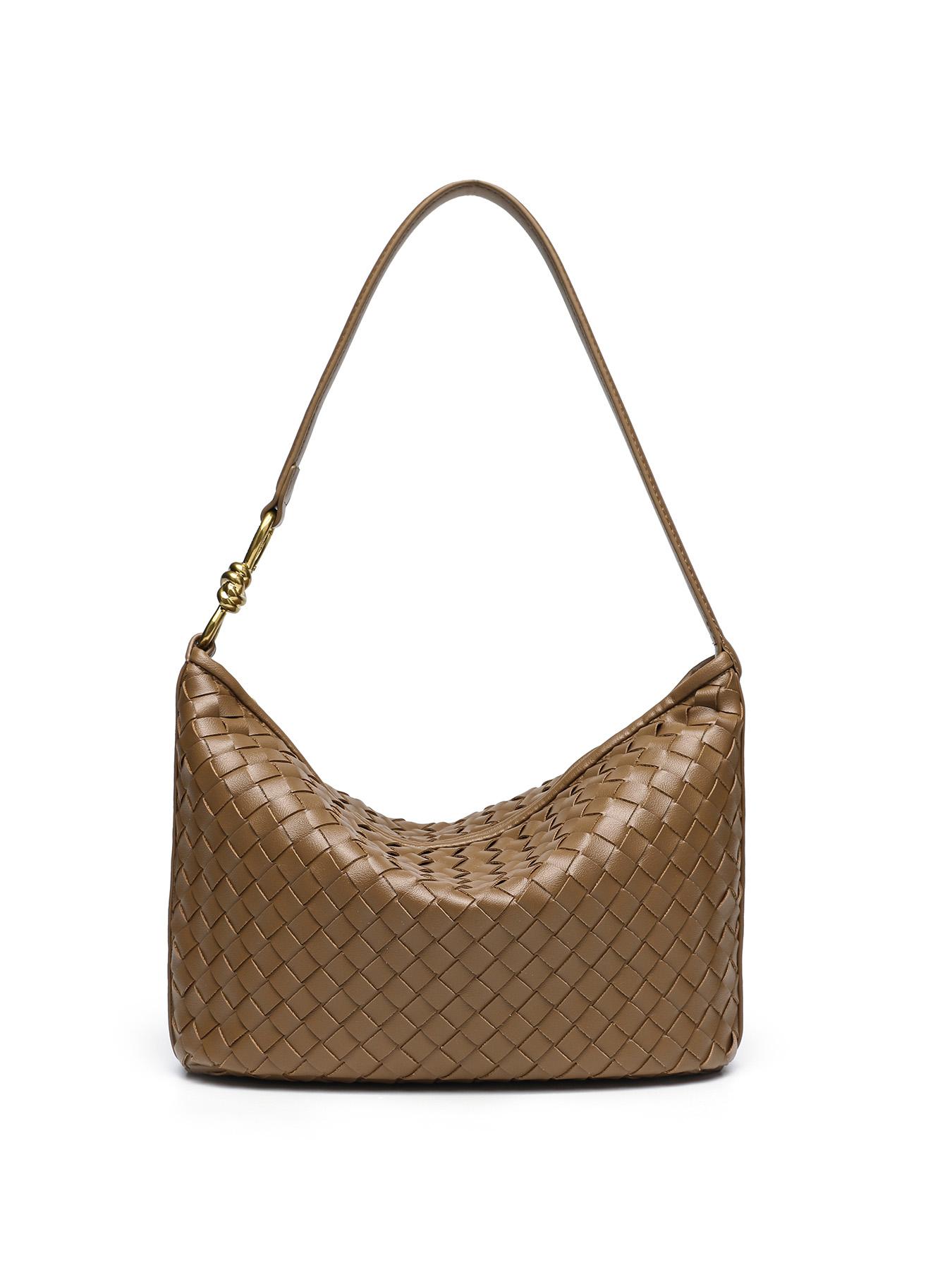 Handmade Woven Bag for Women, Single Shoulder Crossbody Bag, Vintage Resort Style, Soft Leather Texture, Versatile and Stylish