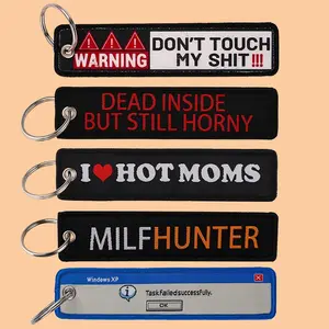 1pcs Computer Pop-up Window Embroidered Keys Tag Keychains For Motorcycles Backpack Fashion Jewelry Key Ring Accessories