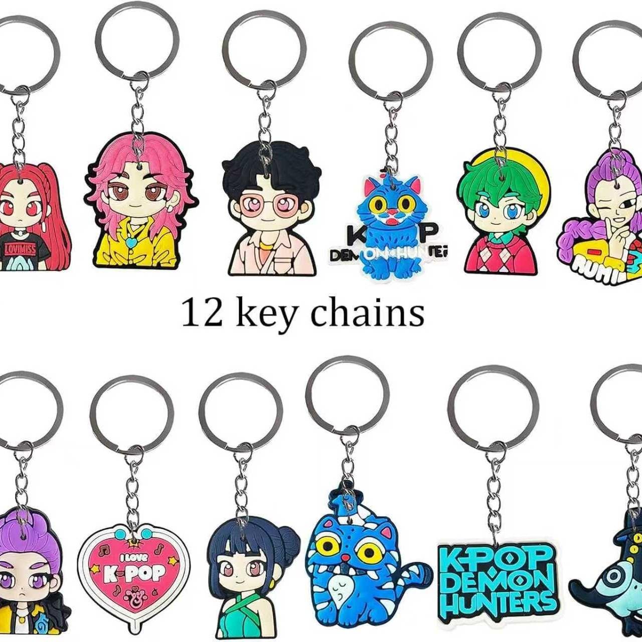 Korean cartoon girl group birthday party gift set of four, 12 bracelets, 12 keychains, 12 popcorn boxes, 12 decorative glasses – the best choice for a birthday party