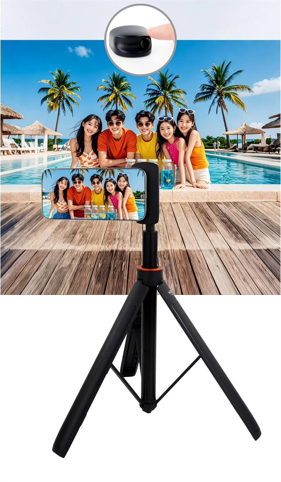 Bluetooth-compatible Compatible Shutter Selfie Stick with Flashlight and 1/4 Inch Screw Mirror Camera Photo Stabilizer