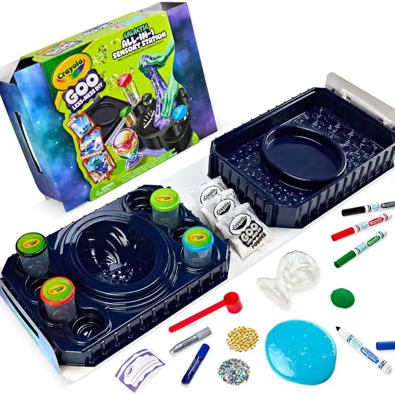 Crayola Goo All-in-1 Sensory Station, Galactic Slime Making Kit for ...