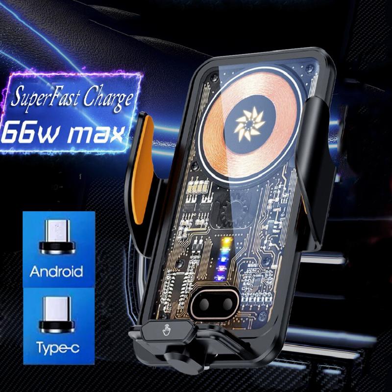 Fast Wireless Car Charger with Auto Clamping Phone Holder - Compatible with iPhone 16/15/14/13/12/11 Pro Max, Samsung Galaxy S24/S23/S22/S21, and More - Efficient Smartphone Charging for Your Car