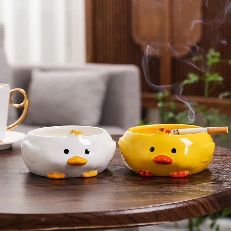 Ceramic Ashtray Creative Cute Duck Cartoon Small Animal Home Living Room Bedroom Office Ashtray
