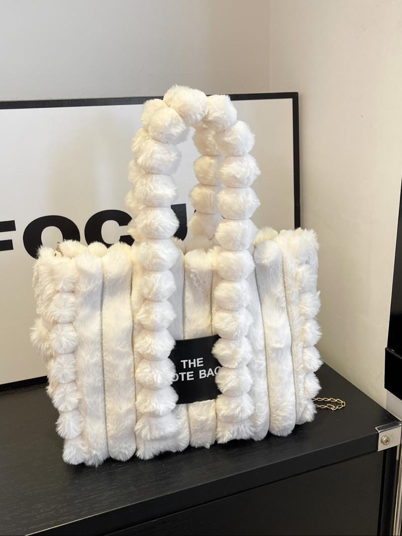 Plush Satchel Handbag for Women, Fall & Winter Fashion Accessory, Soft Plush Design Ideal Gift, Daily Use Casual Style Bag, Handheld Bag Purse