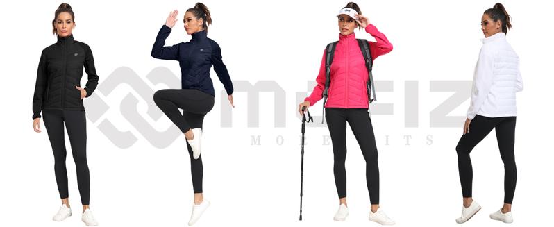 MoFiz Womens Lightweight Insulated Hiking Jacket Fleece Lined Thermal Hybrid Softshell Full Zip Winter Fall Running Coat