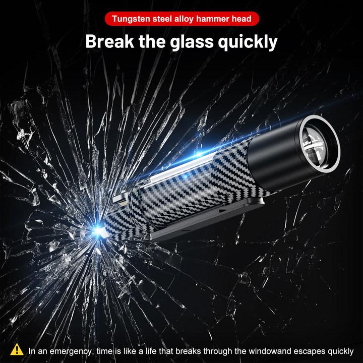 Dohelly 15-in-1 International Rescue Signal Light, Multi-Functional Outdoor Flashlight, Car Emergency Window Breaker and Cutter, 15Lighting Modes, Rechargeable and Retractable Flashlight, Suitable for Camping, Emergencies and Christmas Gifts