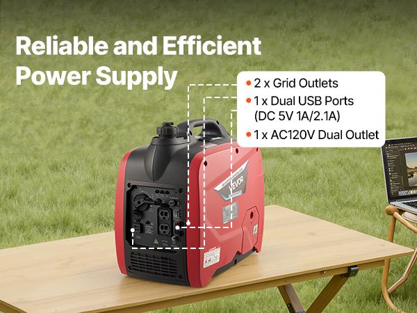 VEVOR Inverter Generator, 2900W Peak Watt Quiet Inverter Generator, Portable Inverters Generators for Home Use, Gas Powered, Compact and Lightweight Design - Stable Power, CO Sensor, Orange/Black