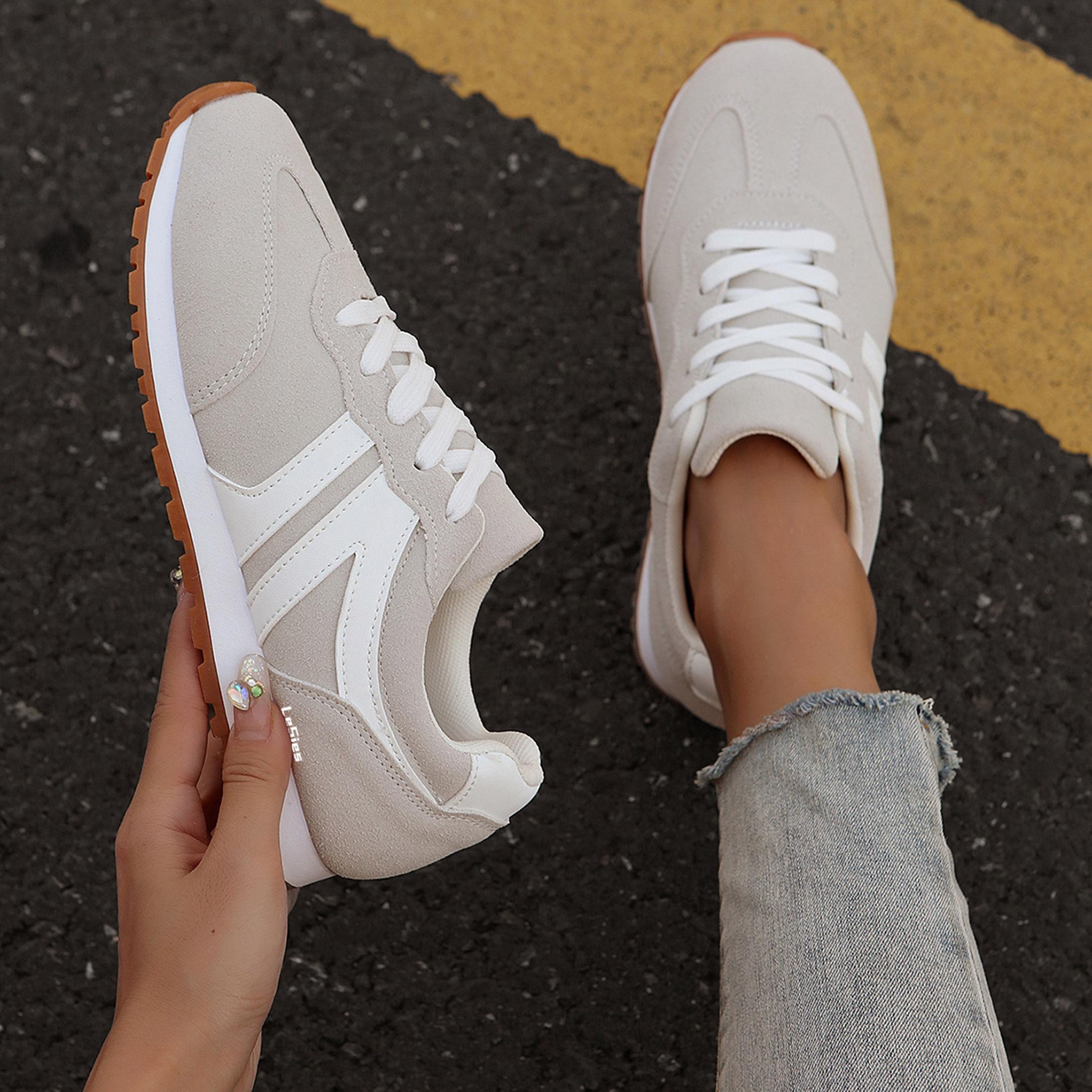 Women's Fashion Sneakers Casual Athletic Shoes - Solid Color Low Top Lace-Up with Plain Toe Fabric Inner PVC Sole For Women Springfresh Women's Fashion Sneakers Casual Athletic Shoes - Solid Color Low Top Lace-Up with Plain Toe Fabric Inner PVC Sole For Women Springfresh