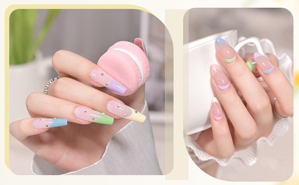 GAOY Macarons Pastel Pink Blue Gel Nail Polish Set, 6 Colors Green Yellow Nude Spring Soak Off UV Light Cure Gel Polish Kit for Salon and Nail Art DIY at Home