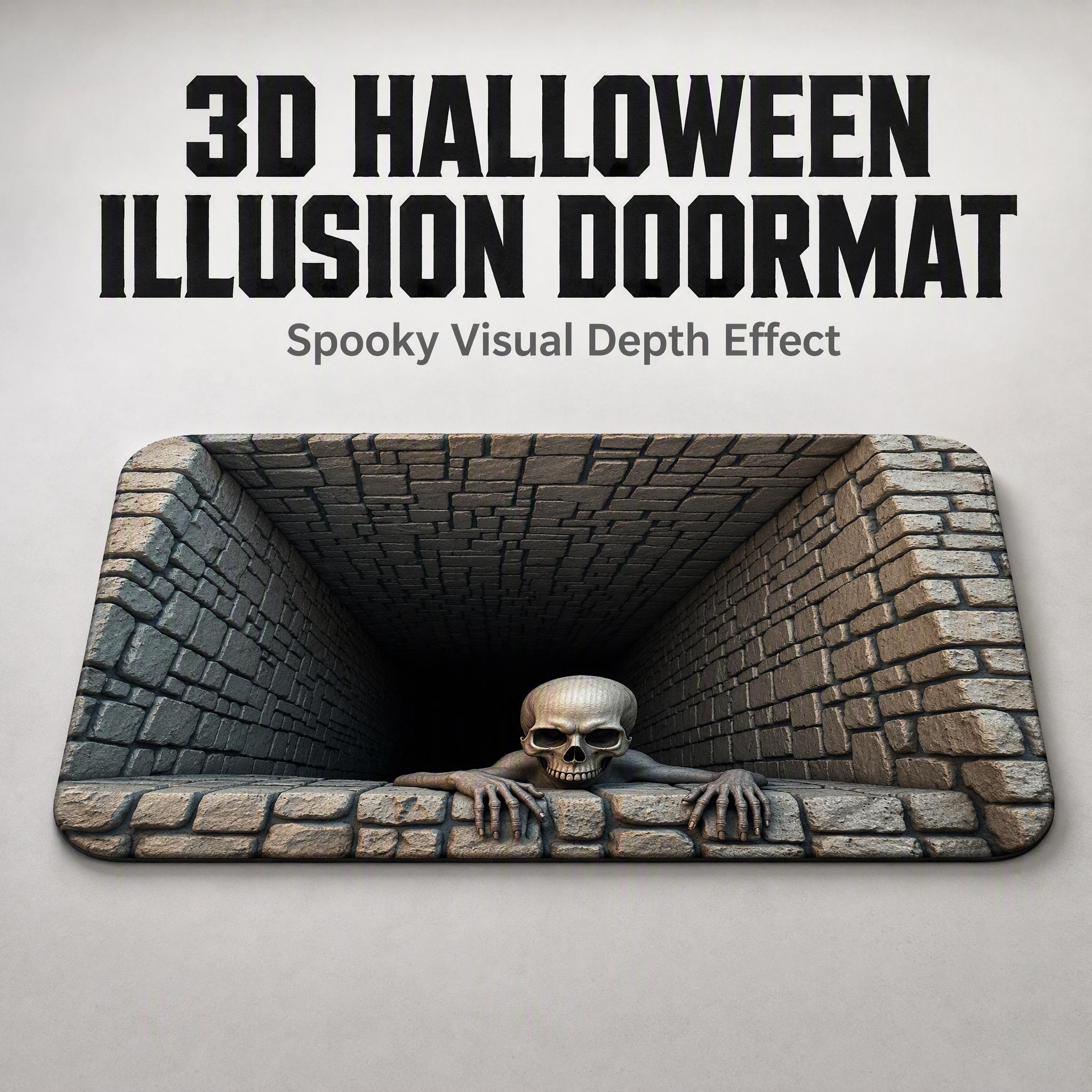 Spooky Halloween Doormat Festive Skull Visual 3D Clown Horror Carpet for Indoor Recreation Spooky Home Decor Welcome Mat