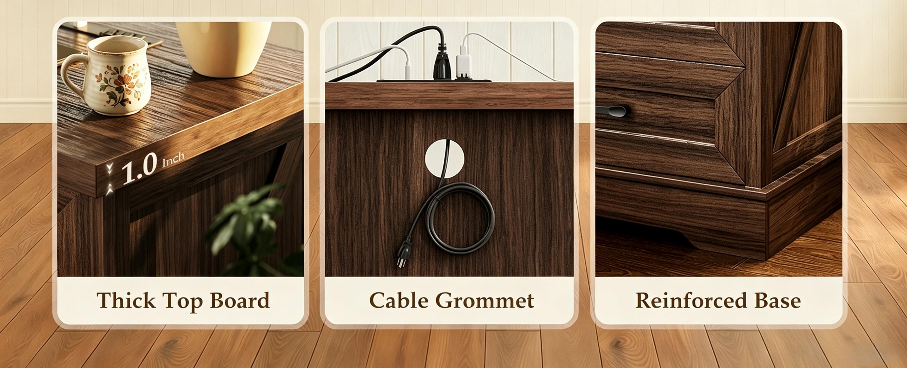 AODK 24-Inch Farmhouse 3-Drawer Bedside Table with Charging Station, USB Ports and Outlets for Bedroom, Living Room Furniture Nightstand Bedside Table