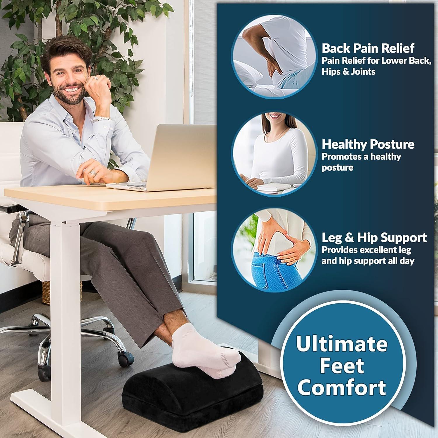 Gel  Seat Cushion & Foot Rest Bundle - Office Chair Cushion Foot Rest for Under Desk -  Memory  -  and