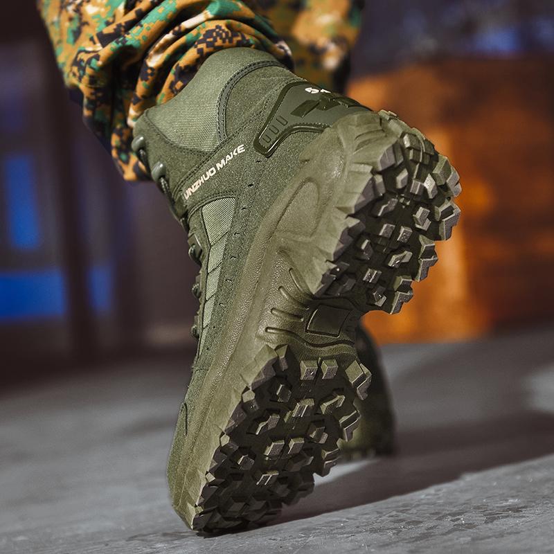 Men's Tactical Boots Lightweight Comfortable All-Day Work Boots with Side Zipper for Motorcycle Combat Hiking Safety Outdoor Shoes Fathersdaygift Asymmetrical Structure Highly Adjustable Laces