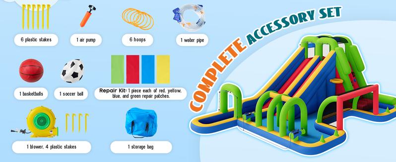 [Ships in Multiple Boxes] Vanacc Bounce House, Inflatable Bouncer with Air Blower, Jumping Castle with Slide, Outdoor Indoor Bouncy Castle with Oxford Fabric for Kids 3-12