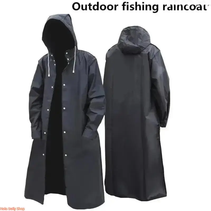 Unisex EVA Rain Jacket Waterproof Full-Length Hooded Lightweight Coat for Men and Women Hiking Travel Outdoor Sports Portable Packable Black L XL XXL XXXL