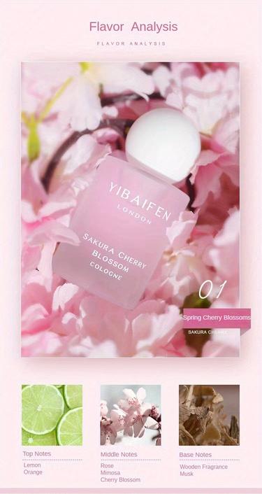 Cherry Blossom Perfume Spray For Women Parfum Cologne Natural Fragrance 1.7FL.OZ. Alcohol-based, Fresh Scent Suitable For Daily Life And Family Parties, Perfect Women'S Perfume Gift For Ladies