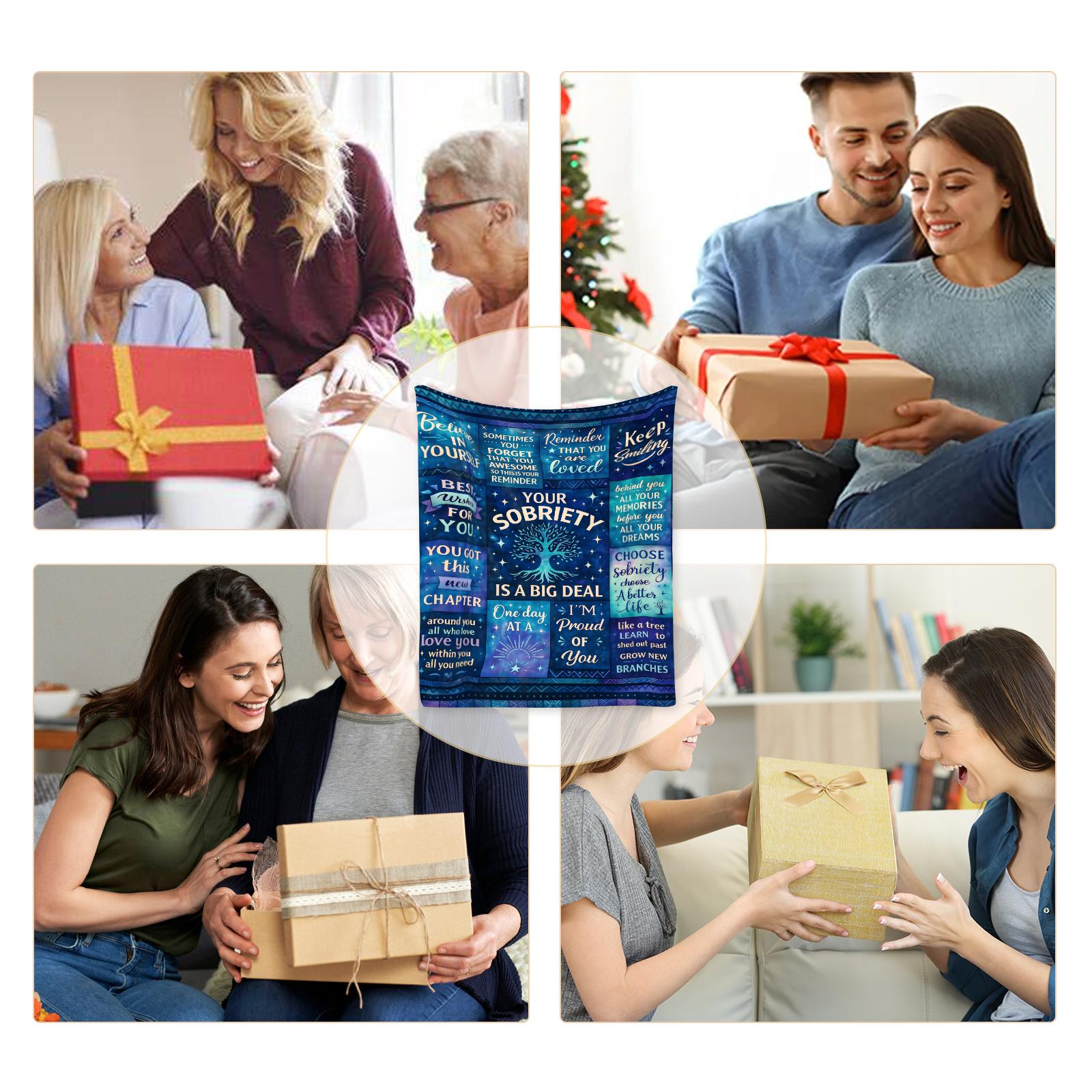 Flannel Blanket with Digital Print with Positive Affirmation Pattern to Motivate Alcohol Quitting Blanket Lightweight Soft and Comfortable Gift Blanket for Lunch Break Blanket Sofa Bed Of