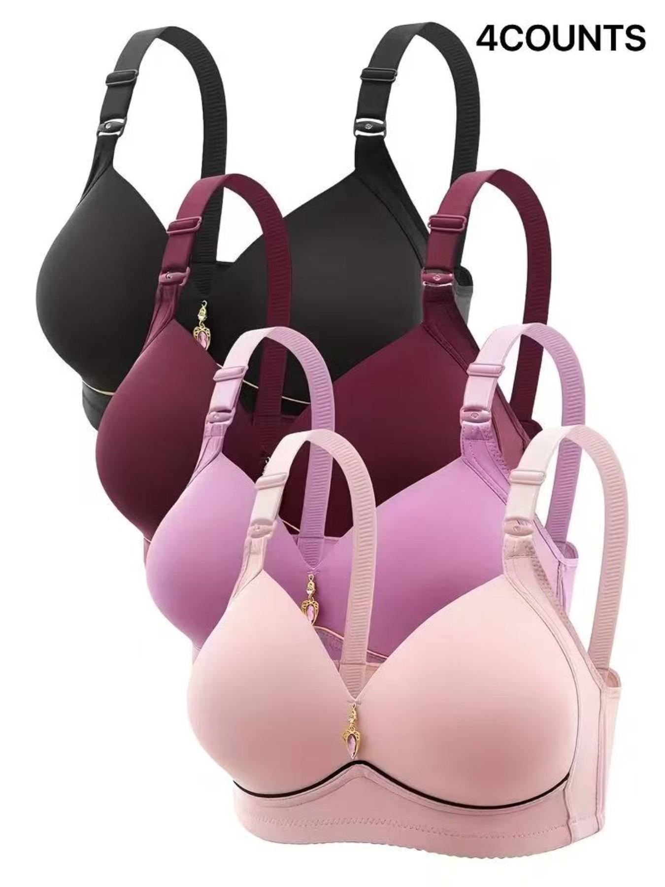 Women's Contrast Binding Push Up Bra, Soft Comfortable Breathable Wireless Bra, Women's Lingerie for All Seasons