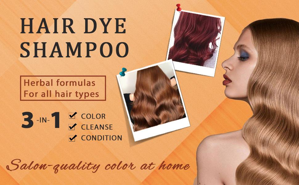Light Brown Hair Dye Shampoo – 3-in-1 Natural Herbal Formula, Instant Grey Coverage, Available Multi-Color , Fast & Long-Lasting Color, Perfect Gift for Women & Men, Gentle Hair Dye Salon Haircare