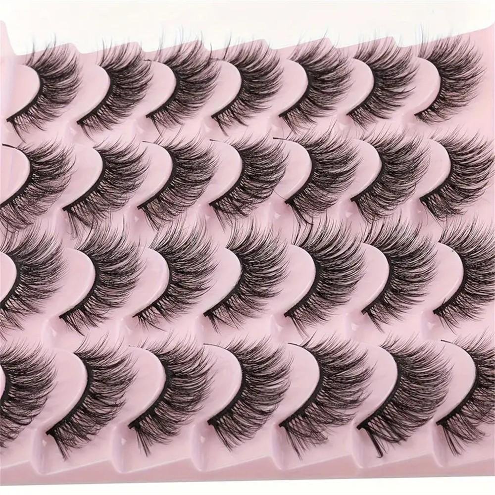14 Pairs 3D False Eyelashes Natural Fluffy Cat Eye Style Low Sensitivity 15mm Length DIY Suitable Stage Daily Wear