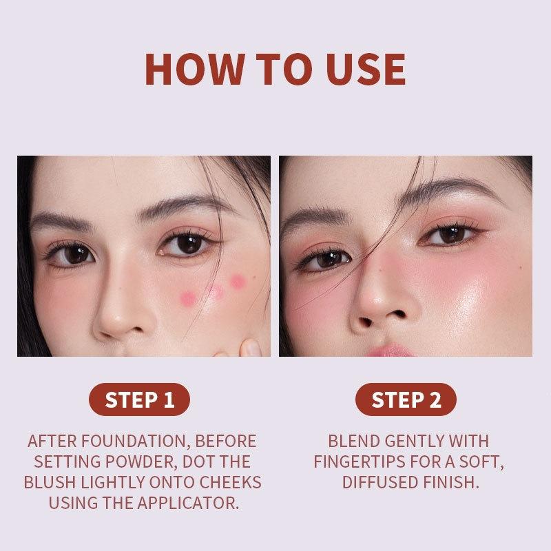 Creamy blendable water-glow Korean style blush stick, ultra-smooth liquid blush, naturally brightens skin tone, silky and soft texture, pure and seductive dewy skin