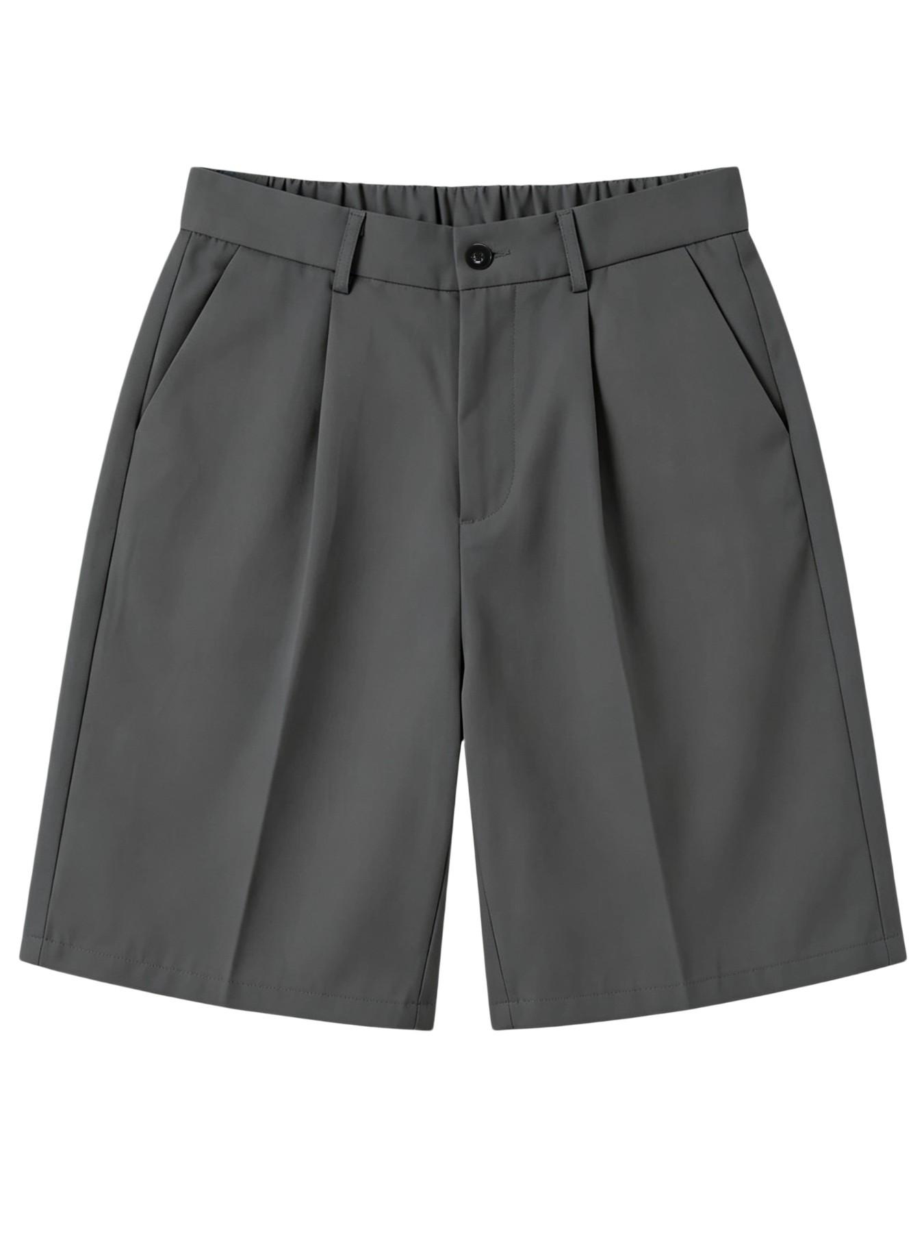 Men's Five-Quarter Suit Shorts, Formal Five-Quarter Pants, Lightweight Flowy Business Casual Knee-Length Trousers, Summer Workwear, Street Style, Menswear