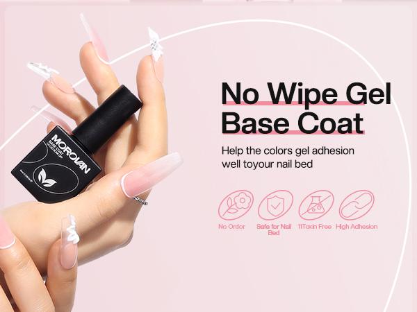 Morovan Gel Base Top Coat: No Wipe Gel Shine Matte Top and Base Coat Set - Soak Off Nail Lamp Long Lasting Top Coat Nail Polish and Gel Base Coat for Women Salon DIY