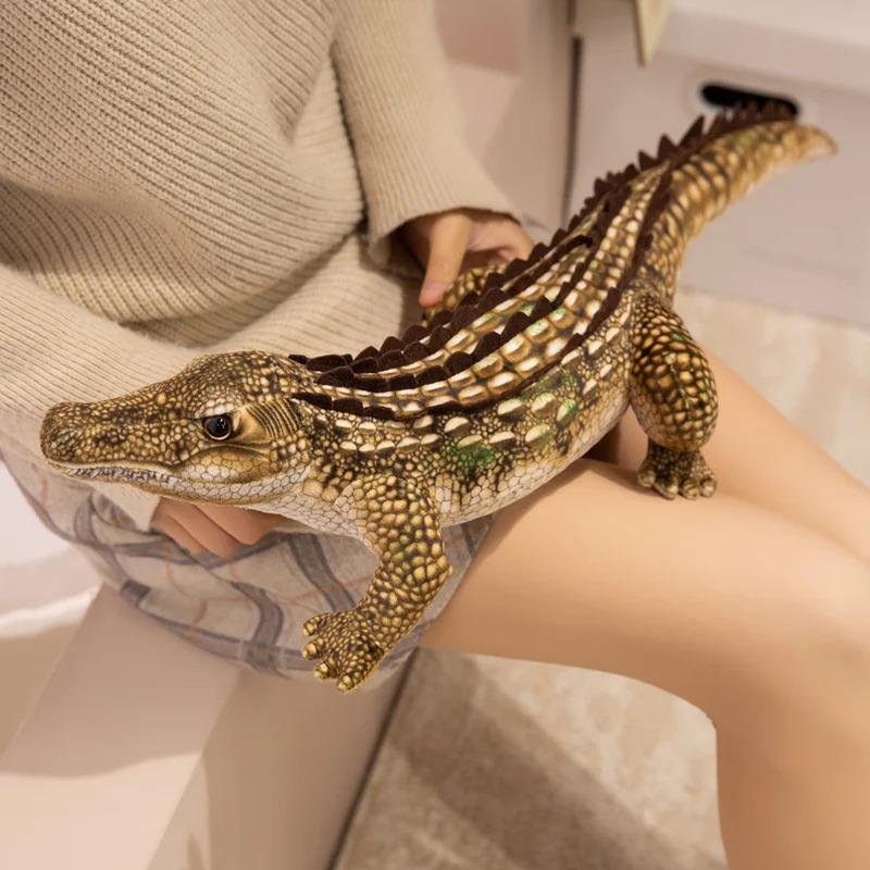 65/90CM Simulation Crocodile Plush Toys Soft Stuffed Lifelike Green Gray Brown Giant Alligator Sofa Cushion