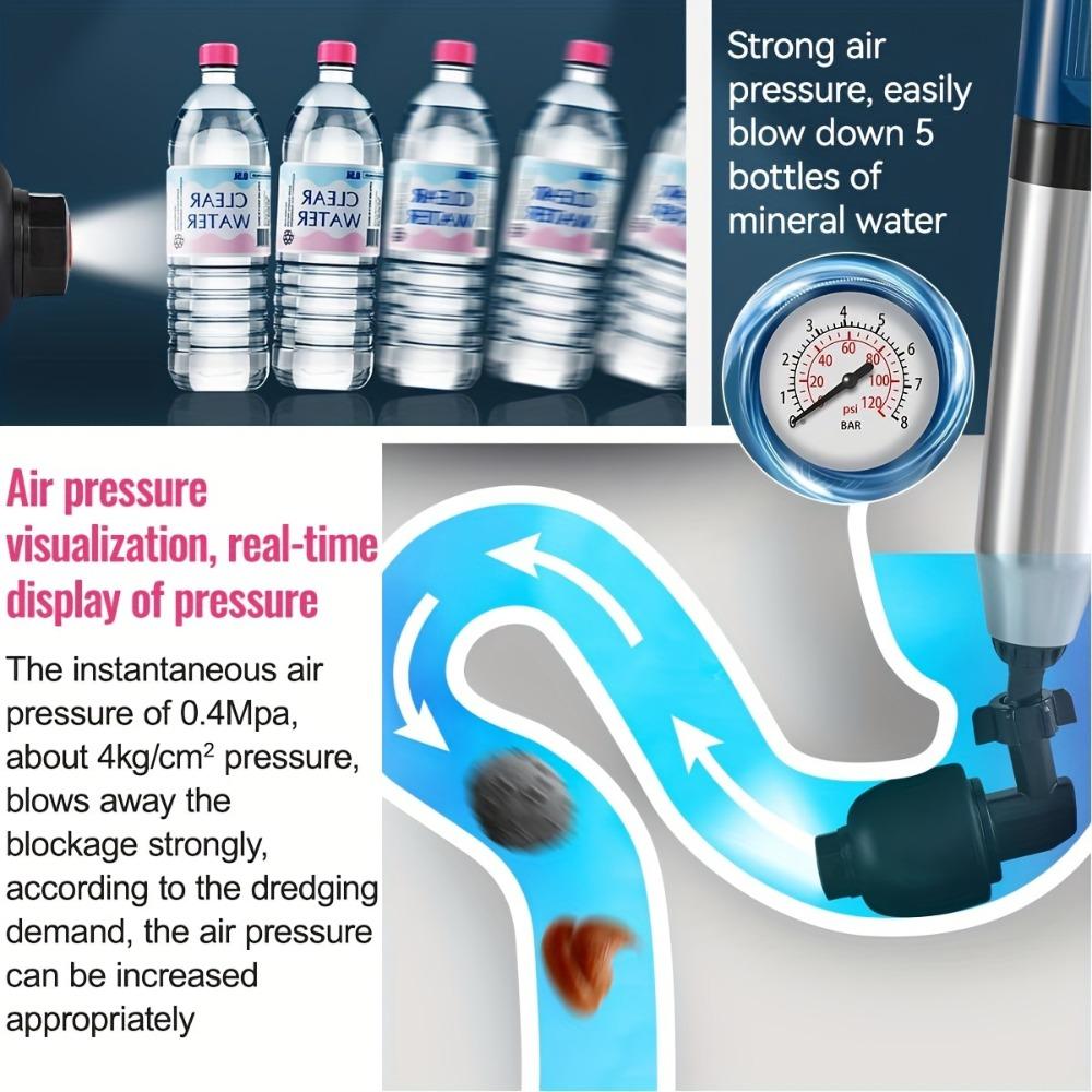 Toilet Plunger Kit, High Pressure Air Drain Cleaner, Toilet Clog Remover for Bathroom, Shower, Sink, and Bathtub, Essential Household Cleaning Tools   shock brush