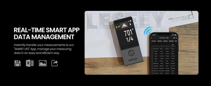 Mileseey D9 Pro 330Ft Professional Laser Measurement Tool, equipped with an IPS touchscreen interface, point-to-point measurement, live angle display, APP sync support, and a laser measuring tool with a visual aligning indicator. Rechargeable Range Finder