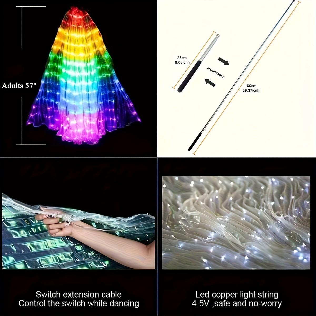 LED Glowing Butterfly Wings, 360° Stage Cape, Flashing Mode, Battery Powered, Perfect for Belly Dance, Carnival, Party Performances, Weddings, Night Shows