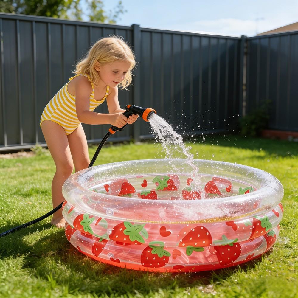 1pc Kids Inflatable Pool, Round Glitter Thick Mini Swim Pool, Cool Water Play Bubble Pool, Indoor & Outdoor Summer Inflatable Bath Pool