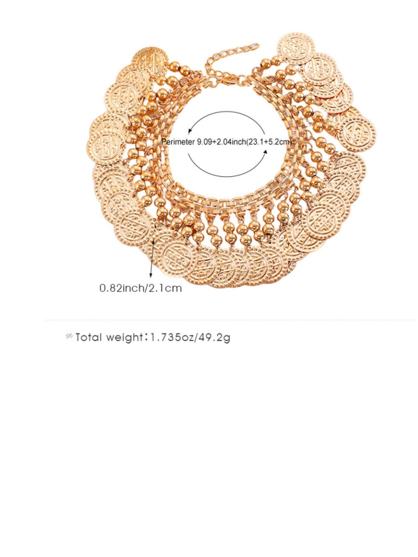 Vintage Metal Style Alloy Coin Bead Fringe Anklet, Perfect for Daily Wear and Vacation, All Seasons, Unisex Fashion Jewelry