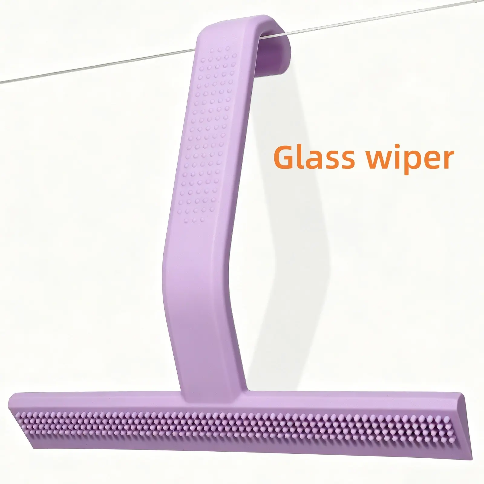 Multifunctional Glass Door Shower Scraper, Ergonomic Handle, Silicone Design, Hook for Easy Hanging, Ideal for Bathroom, Tile Walls, Cars