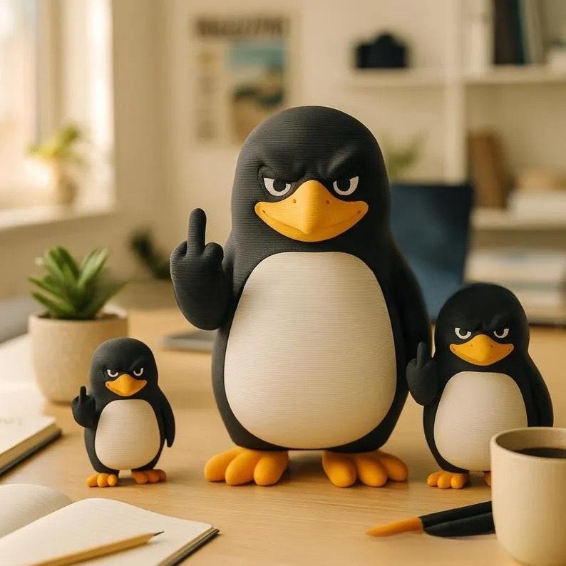 Funny Middle Finger Penguin Statue, Angry Penguin Resin Figurine, Novelty Home Office Desk Decor Gift