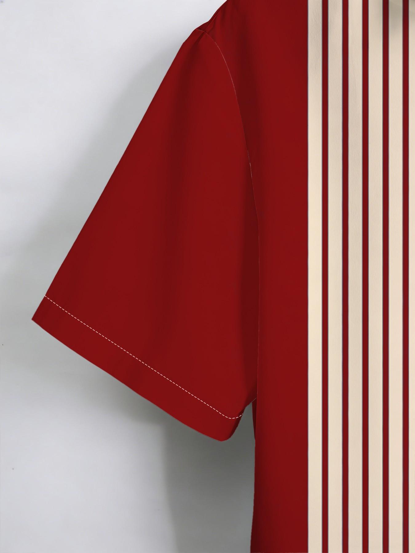 Large Size Men's Block Plaid Striped Shirt, Summer Loose Fit Breathable Short Sleeve Shirt, Vintage Casual All-Over Print Top