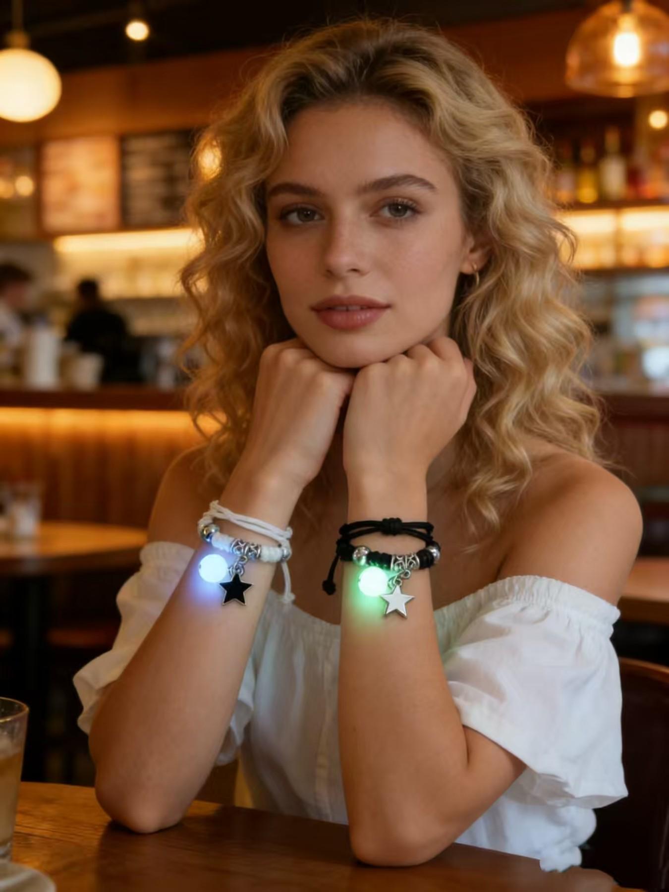 Glow-In-The-Dark Bracelet for Women, Student Friendship Band, Luminous Wristband for Couples, Unisex Night Light Accessory