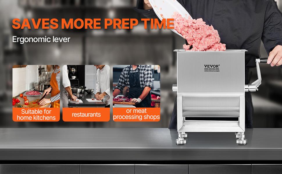 VEVOR Manual Meat Mixer, 15L Fixed Tank Meat Processing Equipment(Mixing Maximum 15LBS for Meat), Stainless Steel Meat Mixer, Sausage Mixer Machine with Lid and Handle, Ground Beef Hand Mixer VEVOR Manual Meat Mixer, 15L Fixed Tank Meat Processing Equipment(Mixing Maximum 15LBS for Meat), Stainless Steel Meat Mixer, Sausage Mixer Machine with Lid and Handle, Ground Beef Hand Mixer