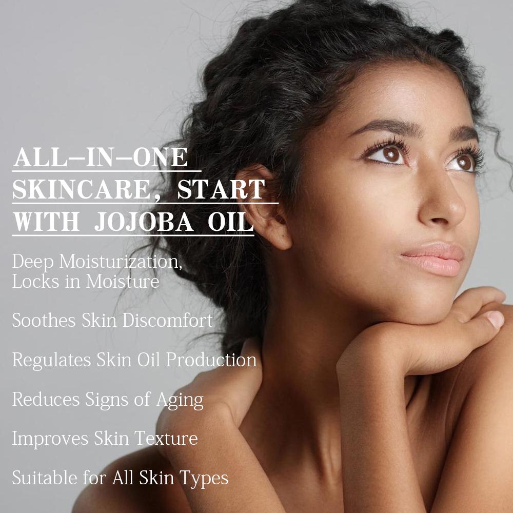 Jojoba Oil 100ml – Multi-Purpose Cold-Pressed Lightweight Carrier Oil for Daily Moisturizing and Hydrating Skin, Hair Care, Massage & Makeup Removal