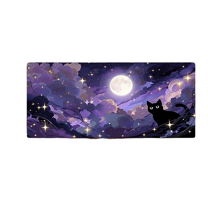Durable Large Anti-Slip Rubber Mouse Pad, Cat Silhouette Art, Gaming Office Desk Mat, Perfect Holiday Gift, Multi-Functional Keyboard Pad