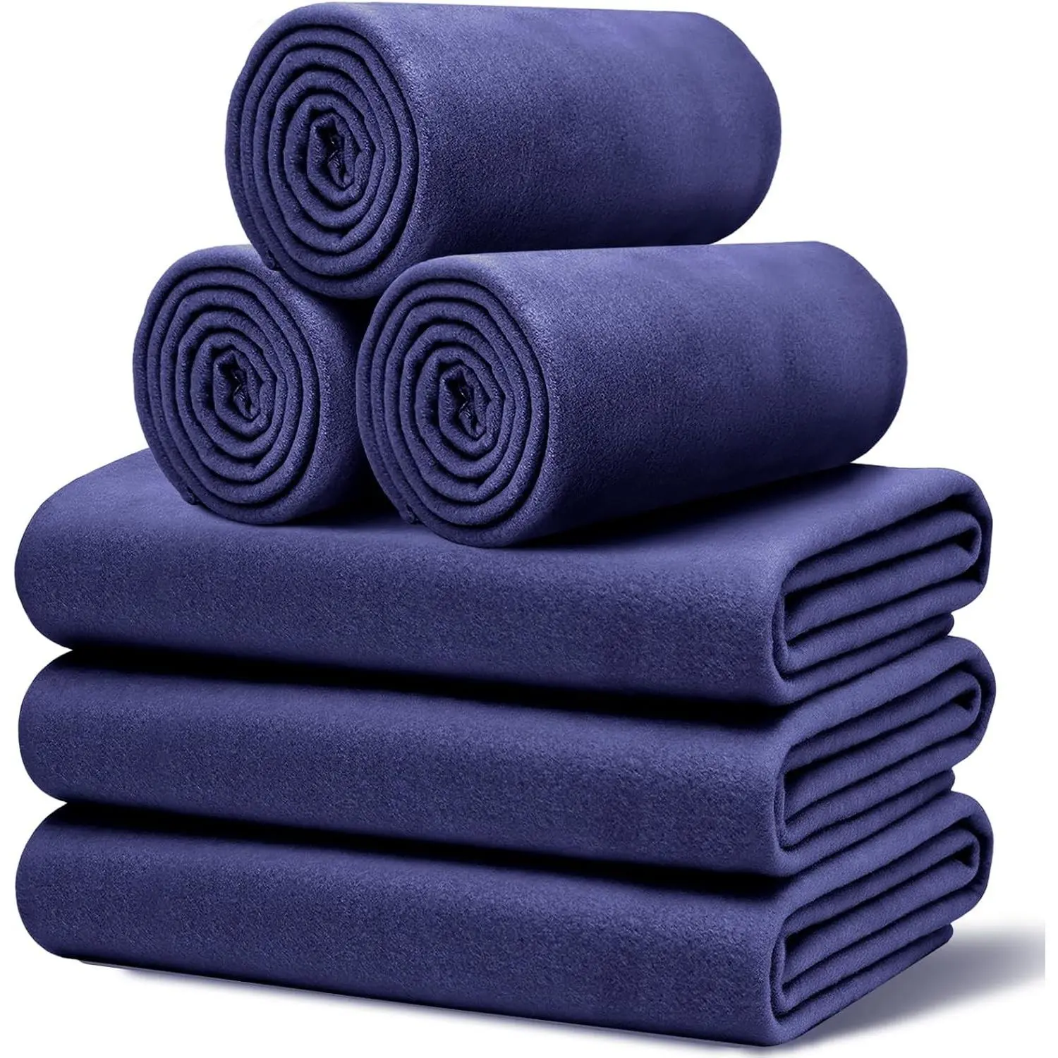 6 Pc Soft Fleece Throw Blankets 210GSM, 60x50 Inch - Lightweight Cozy Blankets Bulk, Wool Blankets in Bulk for Wedding Gifts & Homeless Donations(Blue)