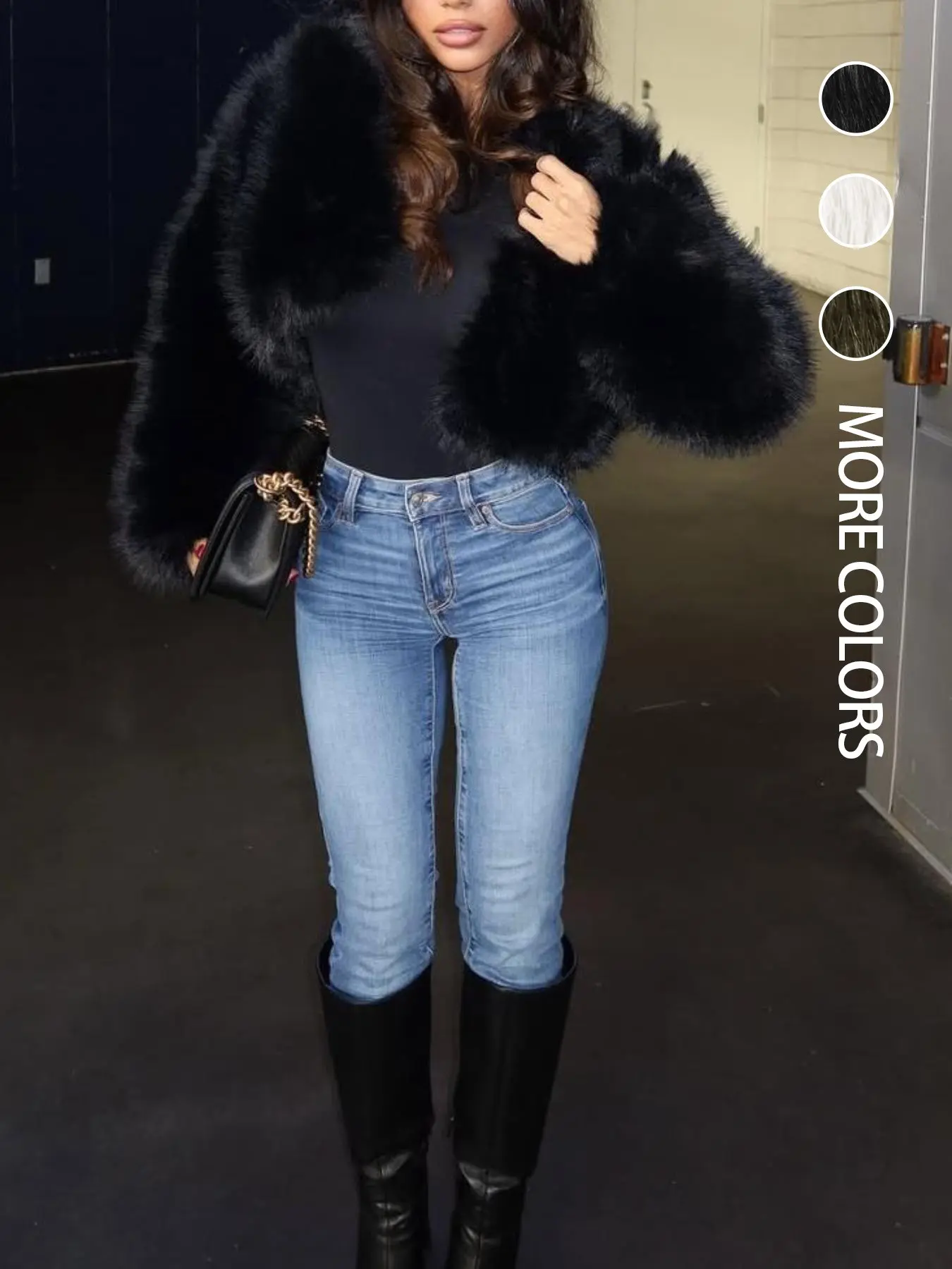 Sexy Style Versatile Plush Long Sleeve Imitation Faux Fur Slim Fit Short Coat Jacket for Women Winter, Casual Outerwear for Ladies