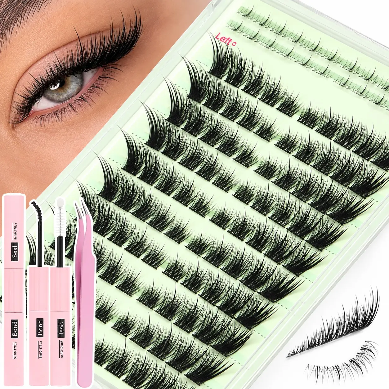 Wispy Lash Clusters Spiky Eyelash Clusters 10-18mm Eyelash Extensions Fox Eye Eyelash Right Left Individual Lashes Foxtail Lashes Thin Soft Lash Extension Waterproof Lash Cluster