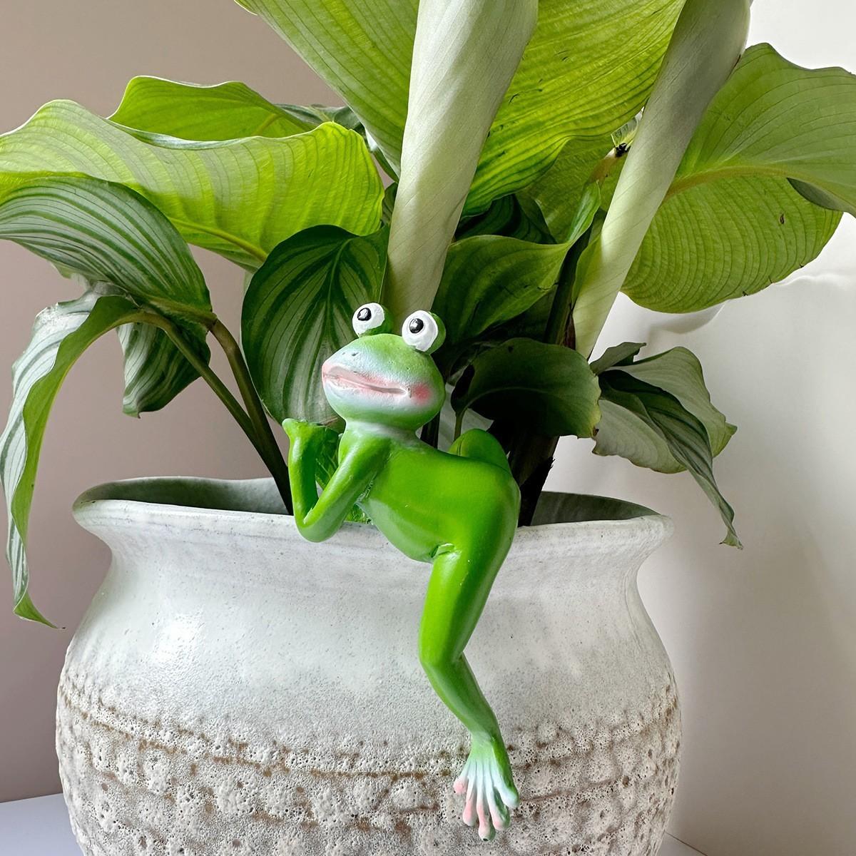 Home Garden Decorative Frog Resin Craft, Creative and Cute Personality, Portable Bonsai Decoration Hanging Ornament