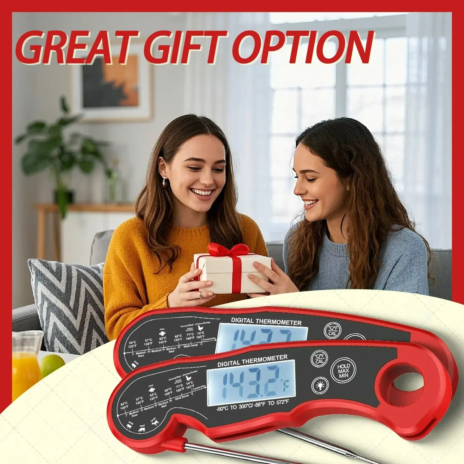 1pcs Back to School [BBQ Essential]Digital Meat Thermometer - 3s Instant Read Backlight Magnetic Waterproof for Steak Cooking, Grilling, Frying, Roasthen Utensils,gifts for him,compact,fathersdaygift