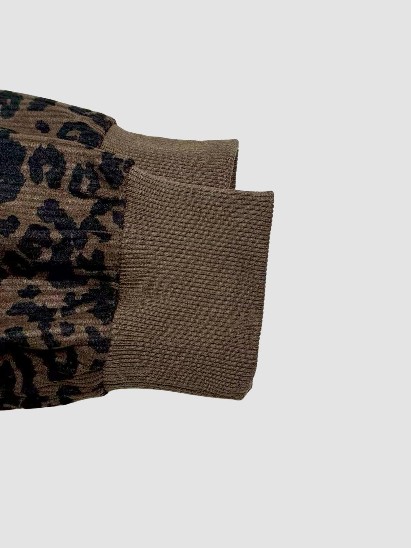 Women's Leopard Print Long Sleeve Round Neck T-Shirt Top, Loose Fit Casual Wear, Sexy Style for Spring & Fall Seasons