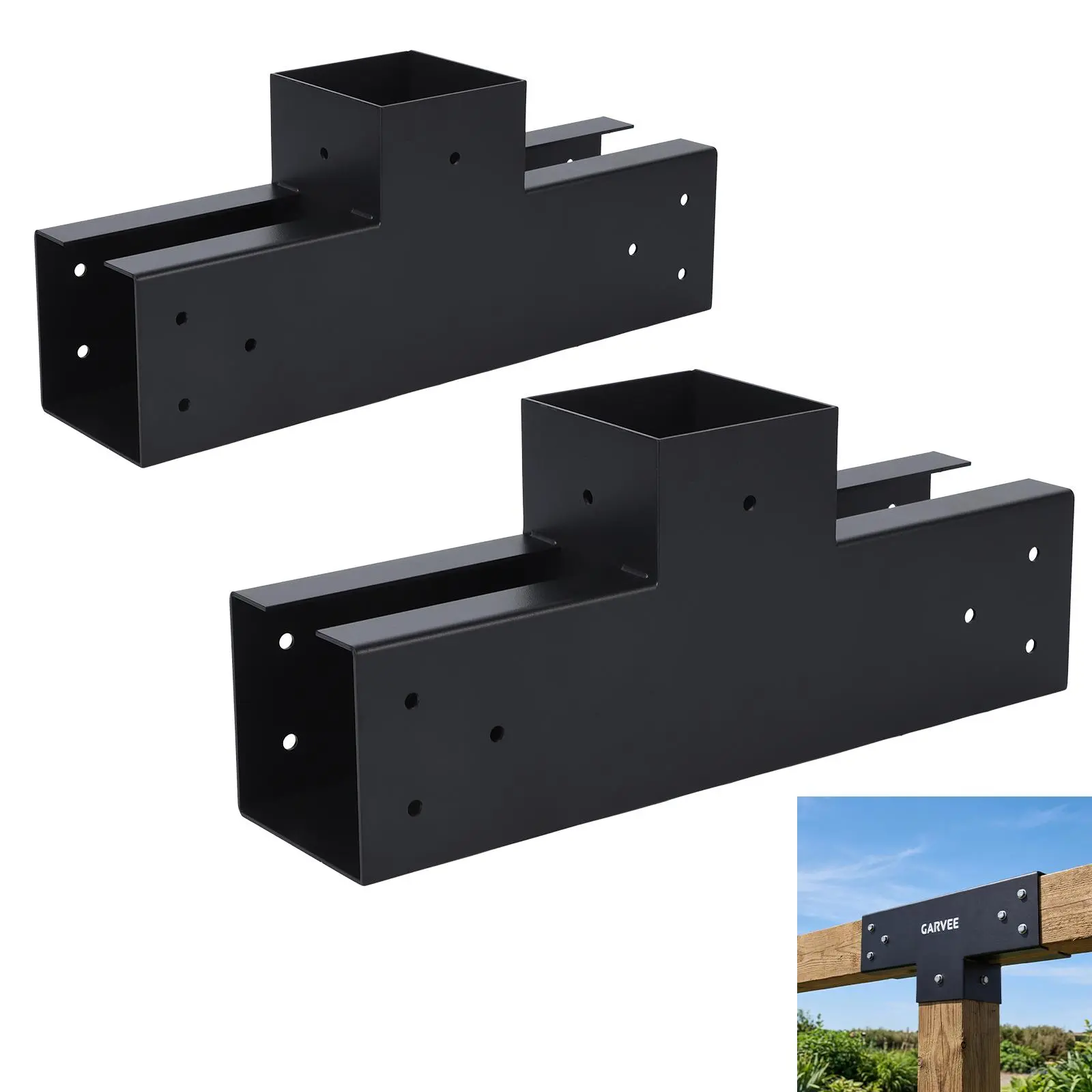 3-Way T-Shaped Pergola Bracket Kit for 4x4 Posts - Rust-Proof Steel Connectors with Screws - Ideal for Outdoor Patio Gazebo
