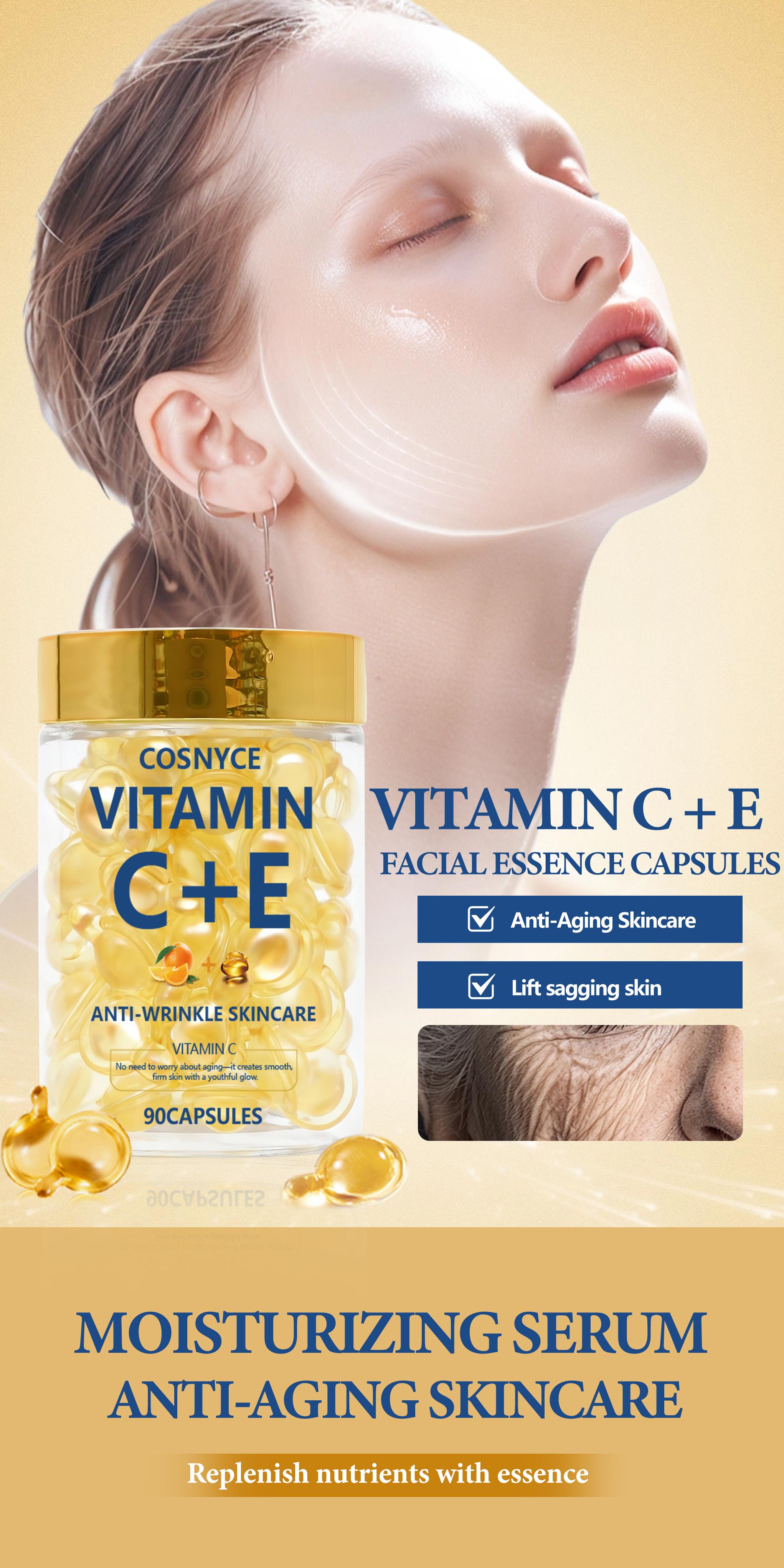 Cosnyce Retinol and Vitamin C Capsules, and Wrinkle-Fighting Skincare, Essential Beauty Supplements for Radiant Skin