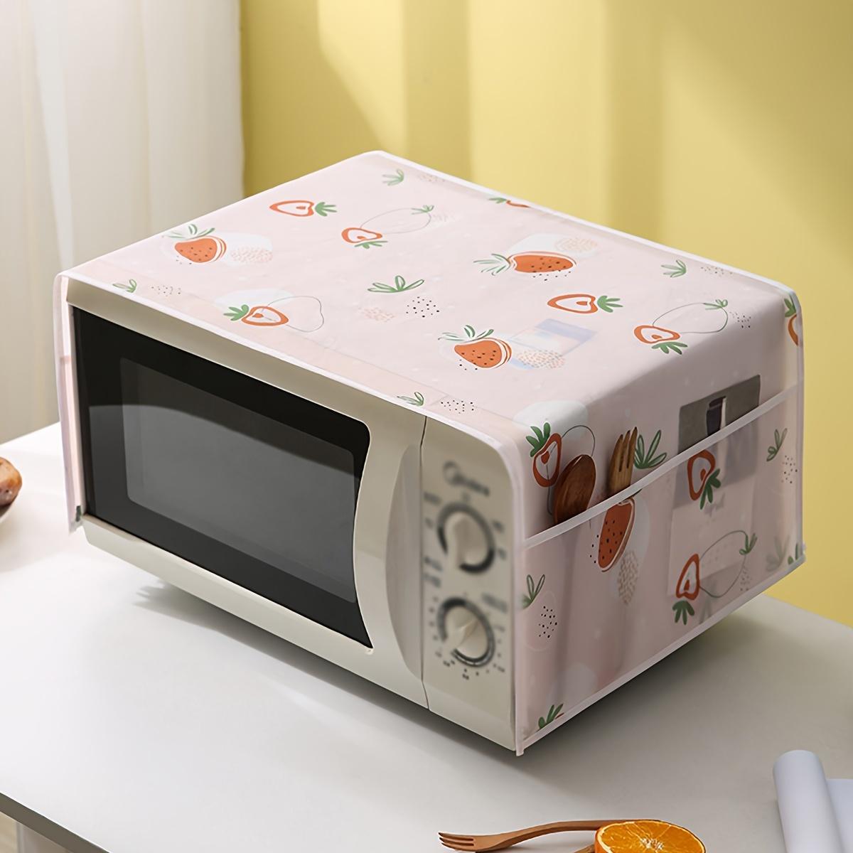 Strawberry  Pattern Microwave Dust Cover,  1 Count Waterproof & Oil-proof Microwave Oven Cover with Pocket, Home Appliance Protector for Kitchen